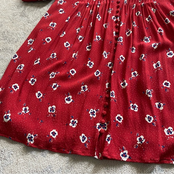 Sezane Joe Mini Dress in Boquet Fond Rouge FR 40 US 8 Red White Blue Floral - Picture 3 of 14